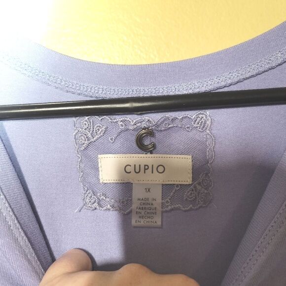 Cupio Purple Gauze Poplin Short Sleeve Top 1X - Picture 5 of 11